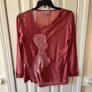 Pretty Angel Embellished Sheer Top - Salmon - SZ L